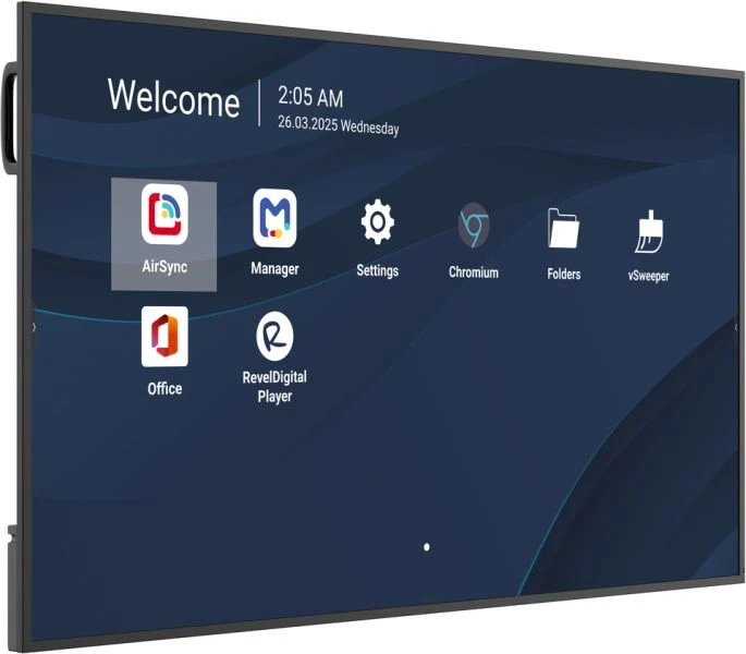 ViewSonic CDE6514-2C 65" 4K Digital Signage Display | Commercial Networked Signage 2 ViewSonic CDE6514-2C mounted on wall in retail storefront environment displaying promotional content
