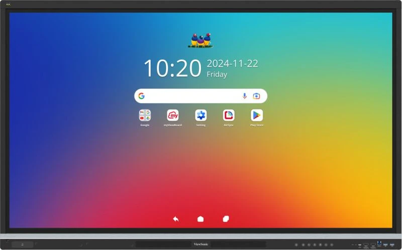 ViewSonic IFP5551 55" 4K Interactive Flat Panel Display with Android 14 EDLA & USB-C 1 ViewSonic IFP5551 55-inch 4K interactive flat panel display front view with 50-point touch screen in classroom setting