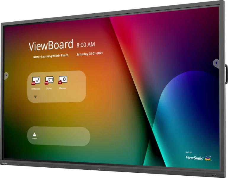 ViewSonic IFP9850-4 98" 4K Interactive Flat Panel Display for Education & Enterprise 2 front view showing widescreen portrait orientation with ultra-fine touch surface