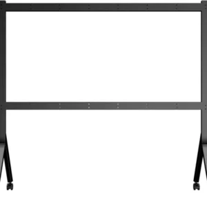 ViewSonic LD-STND-009 floor stand front-facing view showing aluminum structure and braked casters