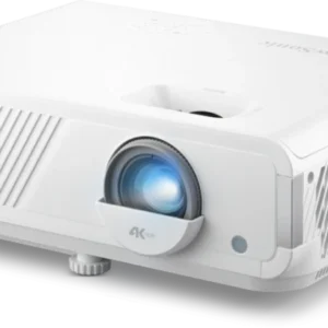 ViewSonic LX720-4K laser projector front view with lens and adjustment foot visible