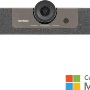 ViewSonic UMB202 4K video bar system front view showing integrated camera lens and speaker grille