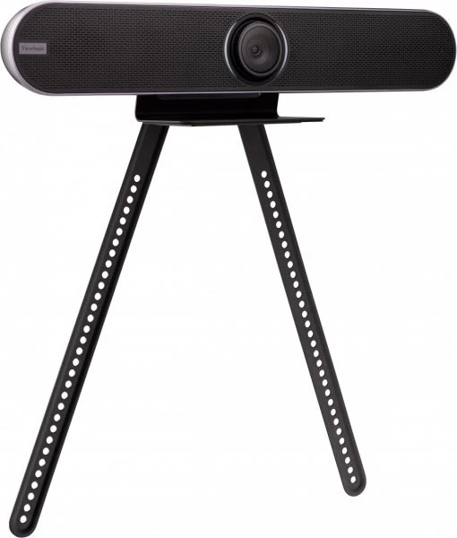 ViewSonic VB-CAM-201 4K Conference Camera | All-in-One Zoom Rooms Certified Webcam with Soundbar 7 Conference room deployment of VB-CAM-201 mounted on wall bracket with visible Zoom Rooms integration