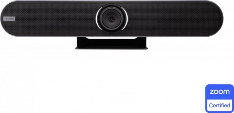 ViewSonic VB-CAM-201 4K Conference Camera | All-in-One Zoom Rooms Certified Webcam with Soundbar 1 ViewSonic VB-CAM-201 all-in-one conference camera front view showing 121-degree wide-angle lens and integrated stereo speaker