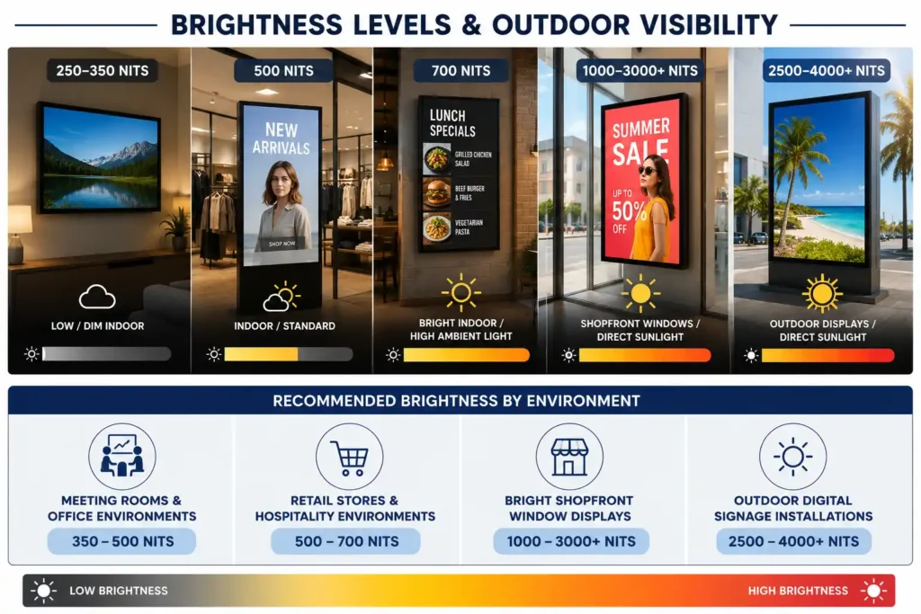 Digital Signage Displays: Revolutionizing Advertising and Customer Engagement 9 brightness levels of digital signage display