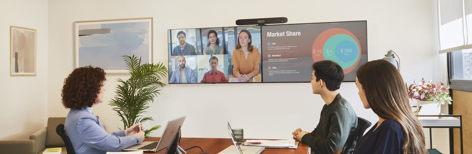 HP Poly Studio X32 | 4K All-in-One Video Bar with PoE for Small Meeting Rooms 8 HP Poly Studio X32 native Teams Zoom one-touch join cloud video app