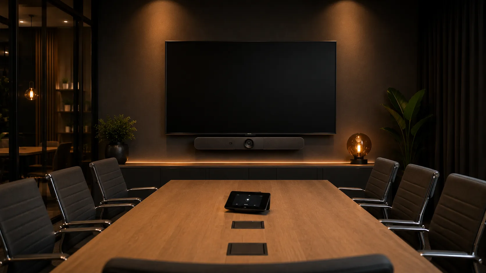 Logitech Rally Bar video conferencing system in a medium Australian meeting room