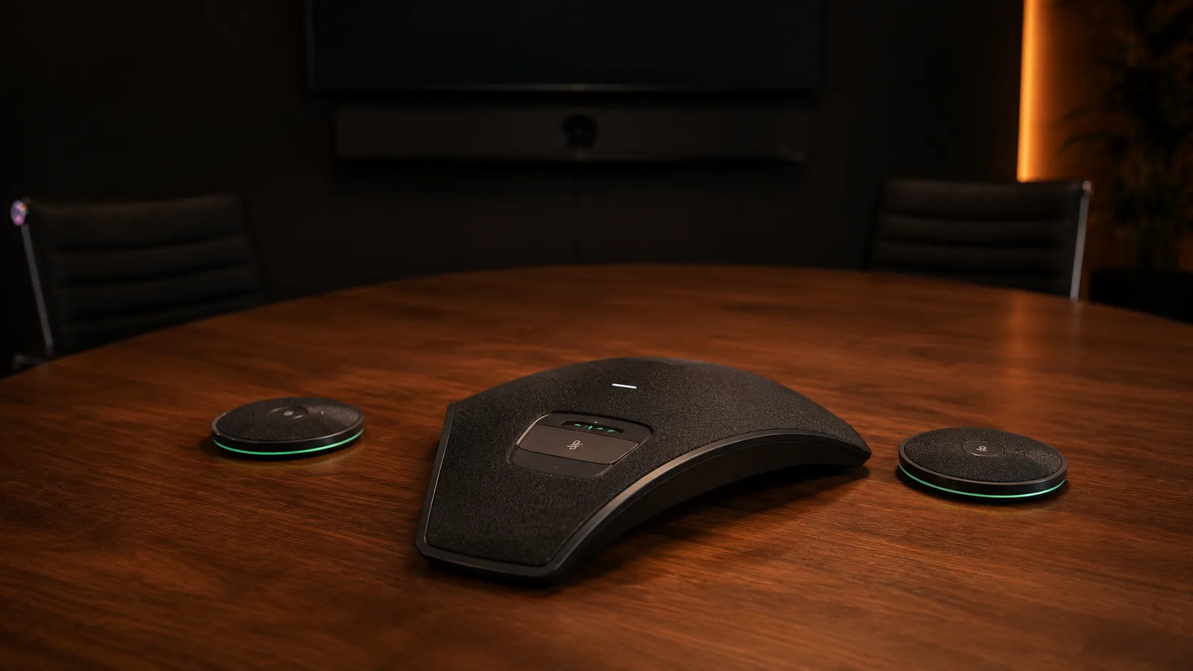 Conference speakerphones and microphone pods for meeting rooms
