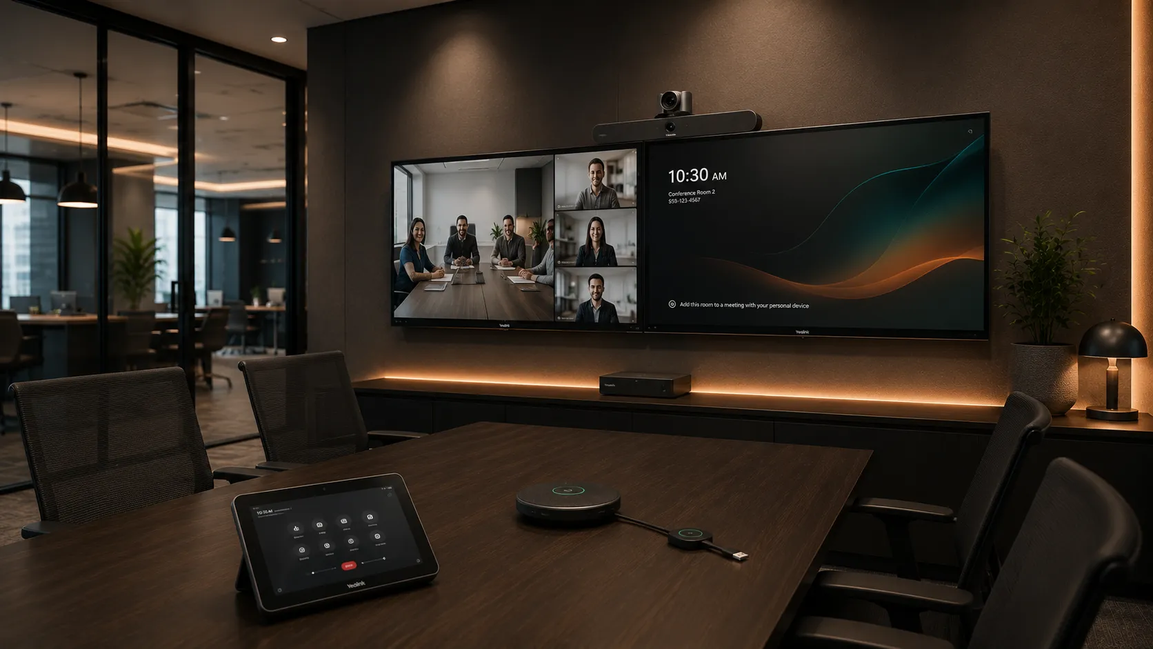 Yealink Microsoft Teams Rooms conferencing bar in a modern meeting room
