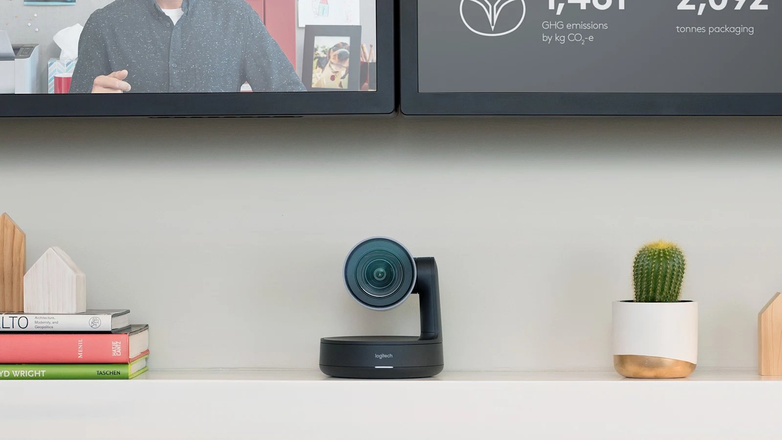 Logitech Rally Camera sleek industrial design matte black slate grey trim