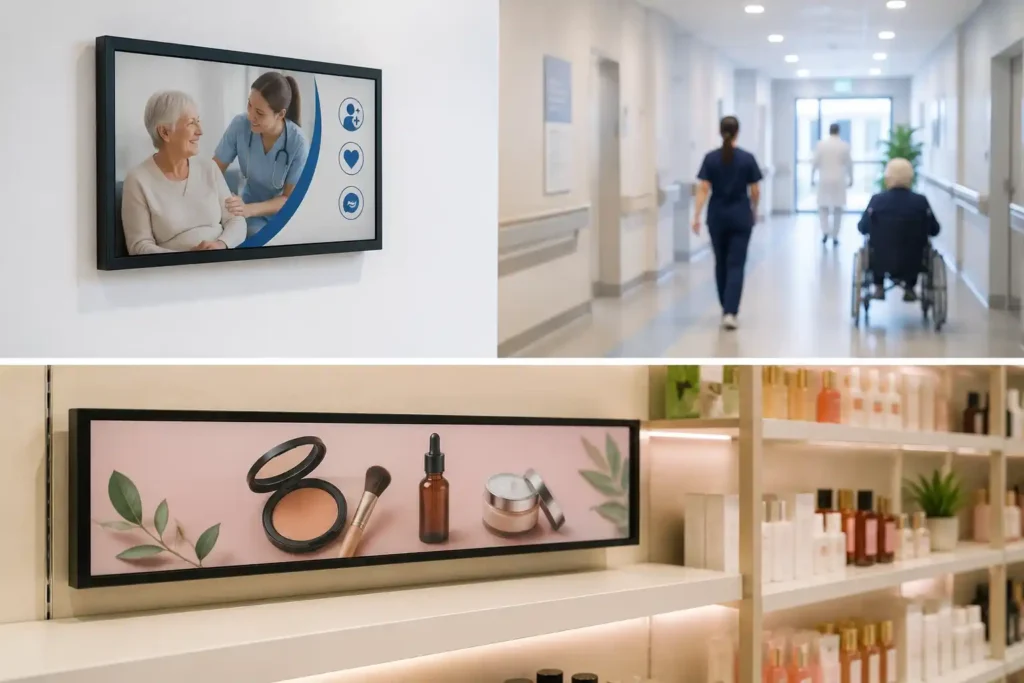 Philips Digital Signage | Philips Commercial Displays 4 Philips PPDS Tableaux ePaper zero-power display installed in a healthcare corridor environment