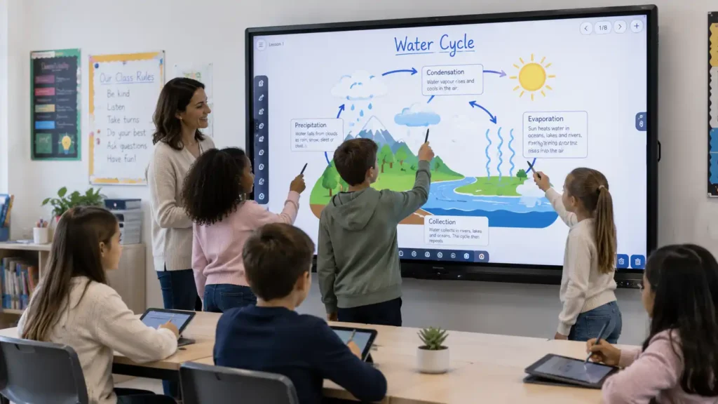 Promethean vs SMART Board | Best Interactive Whiteboard for Australian Schools? 2 Promethean interactive display classroom engagement and multi-user collaboration for Australian education environments