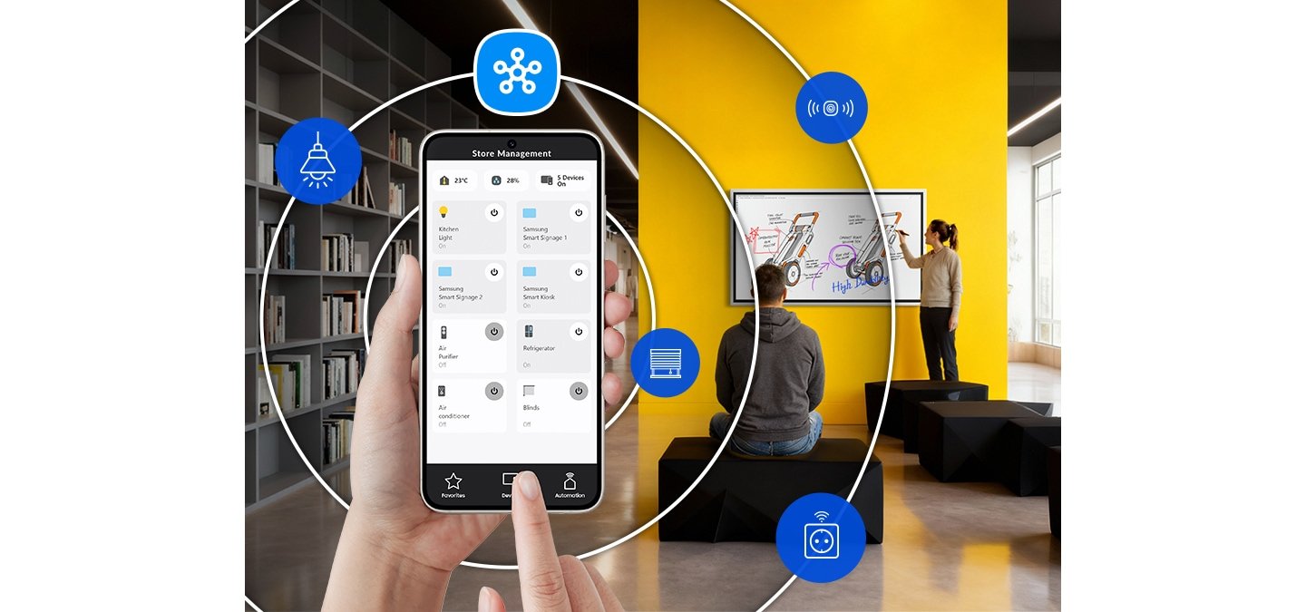 Samsung Flip WMFX SMARTVIEW+ wireless screen sharing across up to 9 devices in BYOD collaboration environments