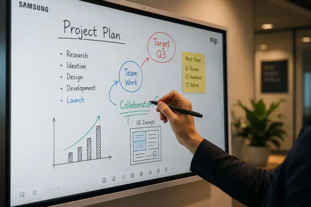 Samsung Flip Interactive Whiteboards Australia | WMFX, Flip Pro & Collaboration Guide 3 samsung flip wmfx pen writing annotation interactive display
