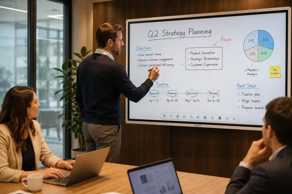 Samsung Flip Pro (WMB) vs WMFX — What Actually Changed? 2 Samsung Flip WMFX writing and collaboration experience in enterprise meeting room