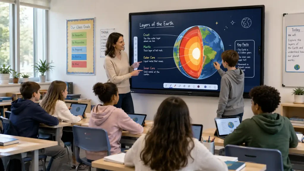 Promethean vs SMART Board | Best Interactive Whiteboard for Australian Schools? 3 SMART Board interactive whiteboard classroom collaborative session with student device connectivity for Australian education