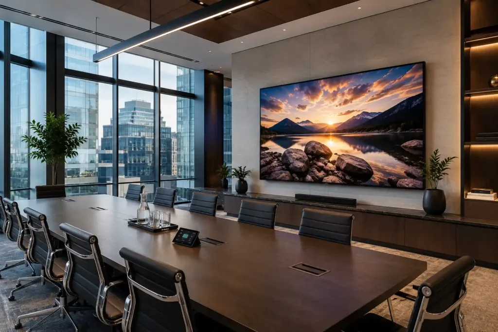 Sony Commercial Displays 4 Sony Bravia BZ40L professional display installed in a premium corporate boardroom environment
