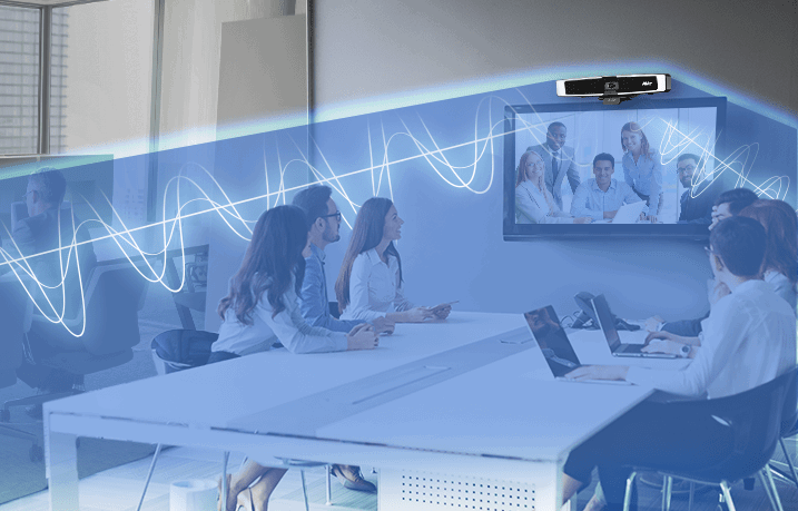 AVer VB130 | 4K Video Bar with Intelligent Lighting for Huddle Rooms and Small Meeting Spaces 3 AVer VB130 audio fence beamforming microphone noise suppression