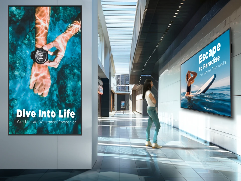 ViewSonic CDE4330 portrait and landscape orientation flexibility for retail shelving and wayfinding signage installations