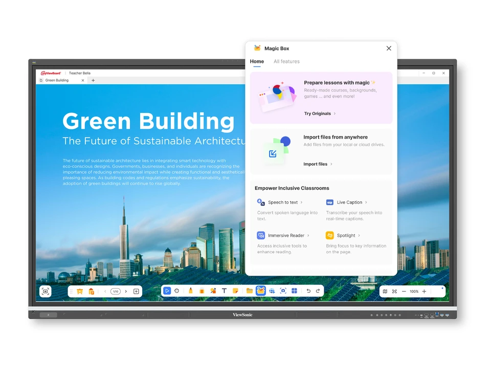 ViewSonic IFP8651 Google Workspace and Google Play interface integrated into Android 14 platform