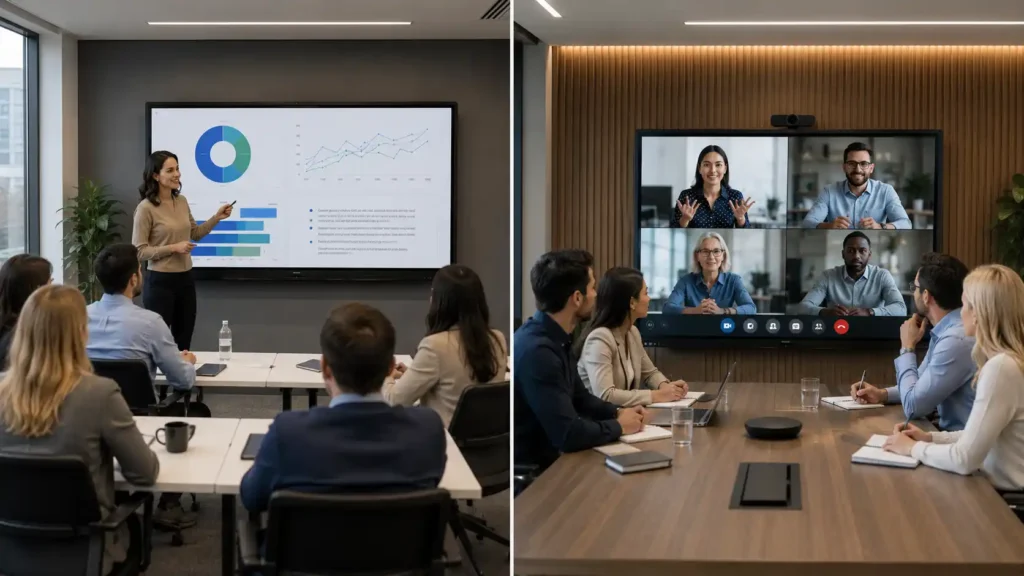 ViewSonic ViewBoard vs Hisense GoBoard | Best Value Commercial Display? 4 ViewSonic ViewBoard and Hisense GoBoard commercial deployment environments training room and hybrid meeting Australia