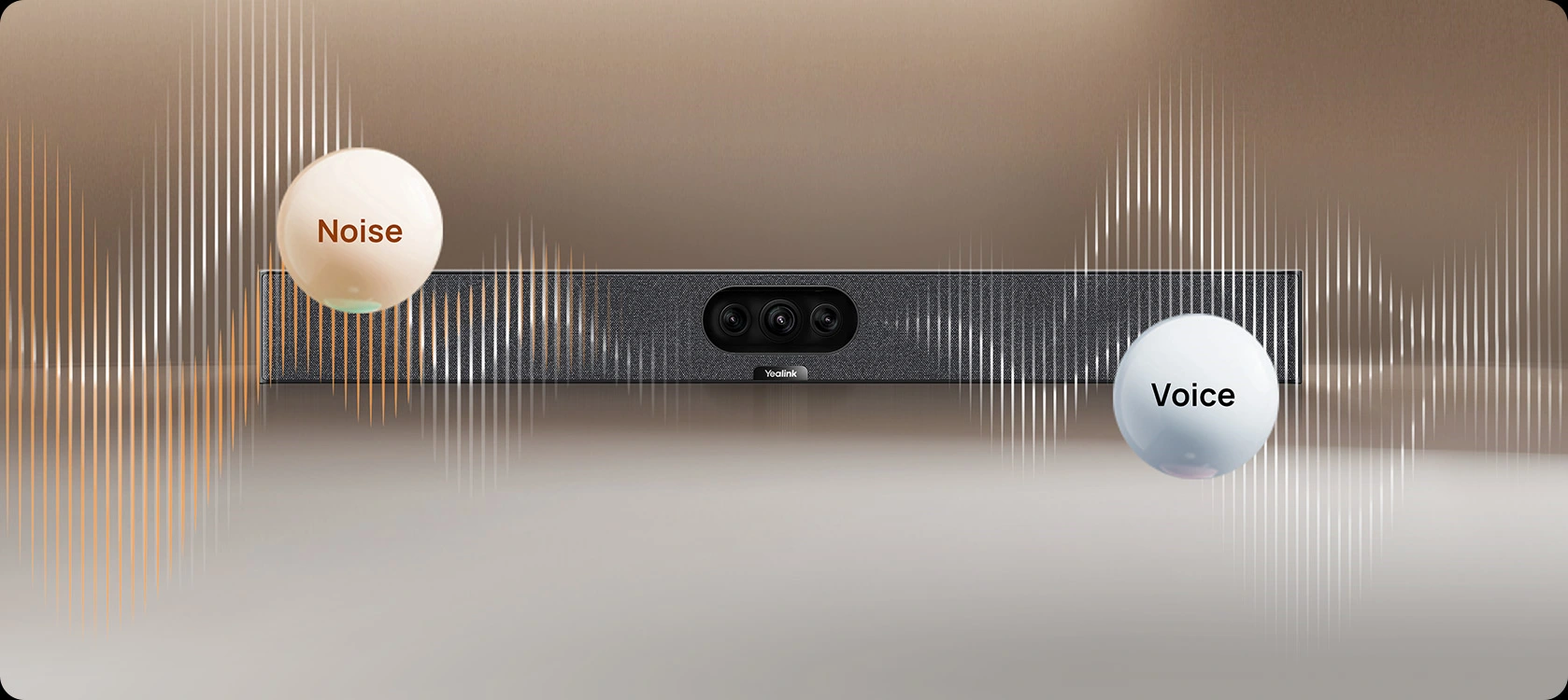 Yealink MeetingBar A25 | All-in-One Video Bar for Focus Rooms & Huddle Spaces 11 Yealink MeetingBar A25 8-mic MEMS array AI noise cancellation full-duplex audio