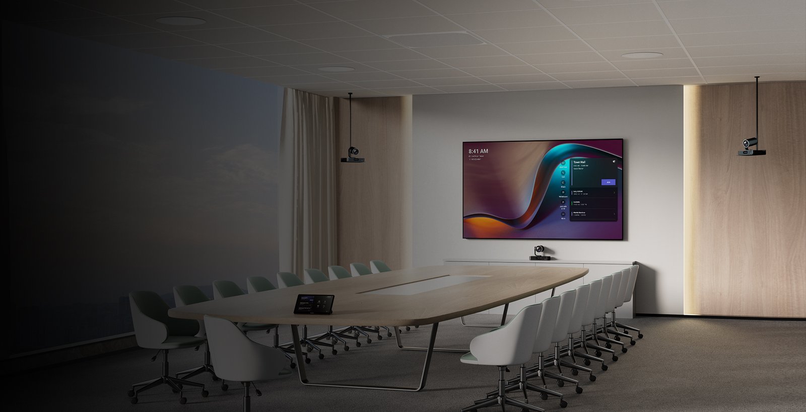 Yealink MVC S98 | Microsoft Teams Rooms System for Extra-Large Meeting Rooms 11 Yealink MVC S98 boardroom deployment large conference table dual displays Teams Rooms