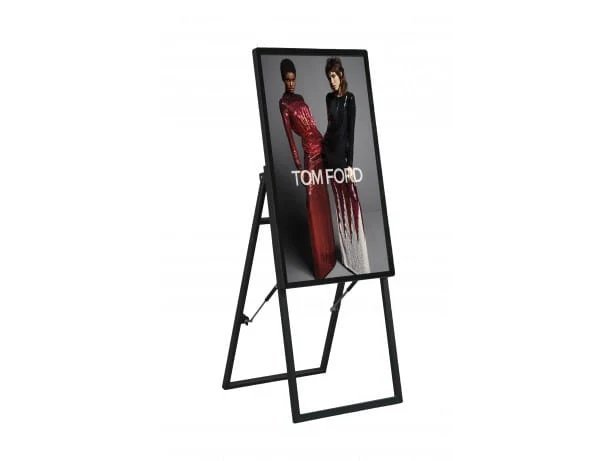 Soniq 43" FHD A-Frame Signage | Portable Commercial Display for Retail and Events 1 Soniq 43" FHD A-Frame Signage freestanding display with tempered glass panel in retail environment