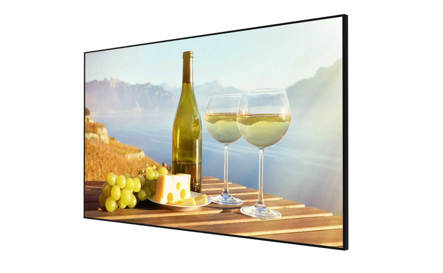 Soniq 43″ FHD Commercial Digital Signage Display | Retail & Healthcare Deployments 3 Soniq 43″ commercial digital signage display side profile showing slim bezel design
