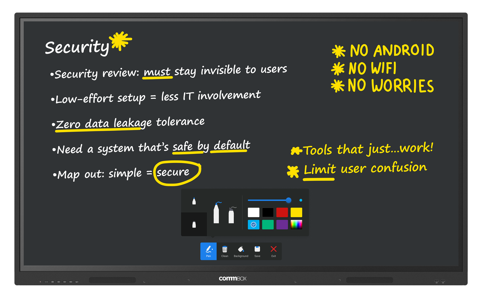 CommBox Interactive Neo 75 Inch Interactive Display | CBIN75 5 CommBox Interactive Neo 75 Inch — built-in whiteboard and annotation