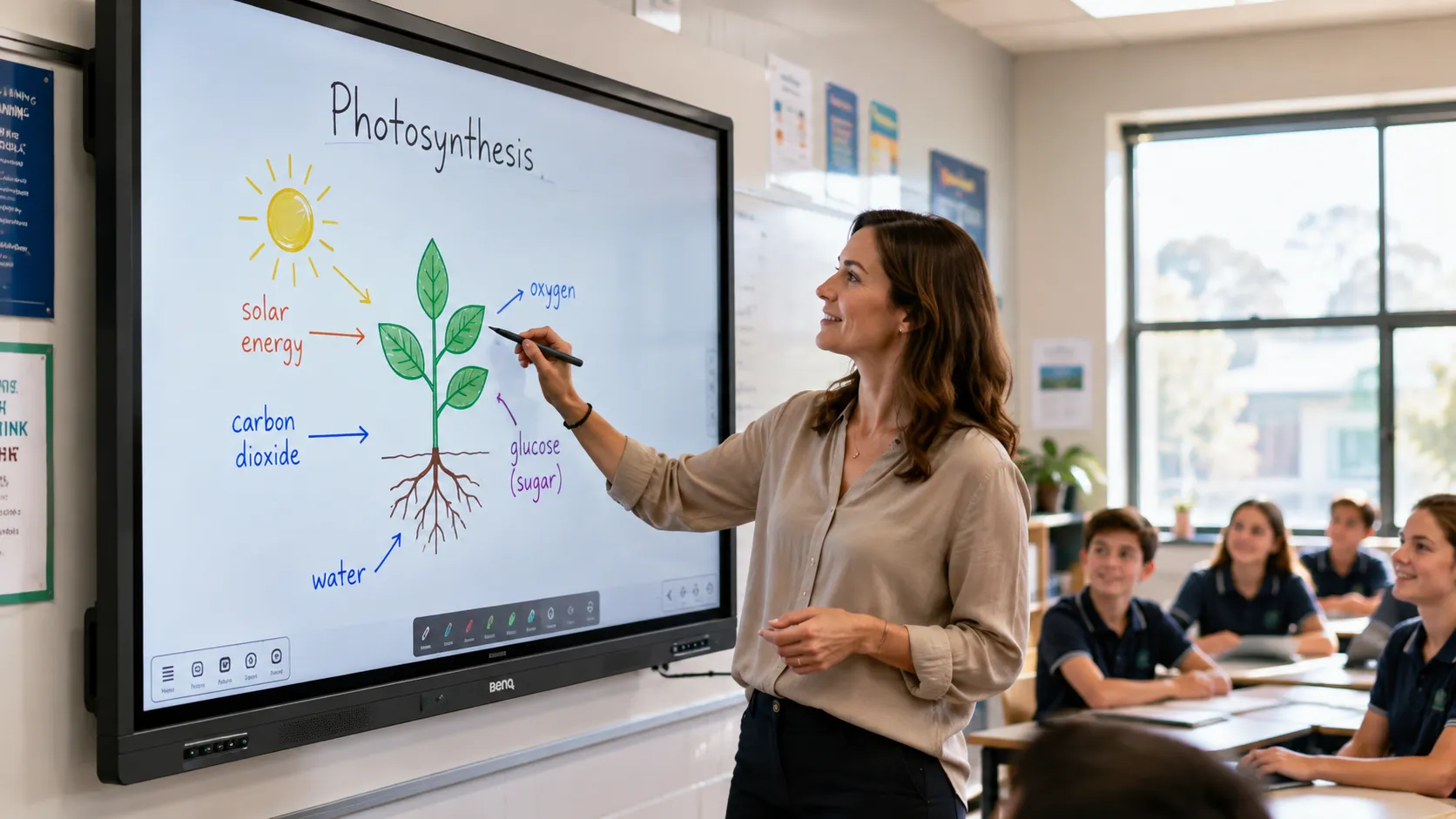 BenQ interactive whiteboard in use in a modern Australian classroom