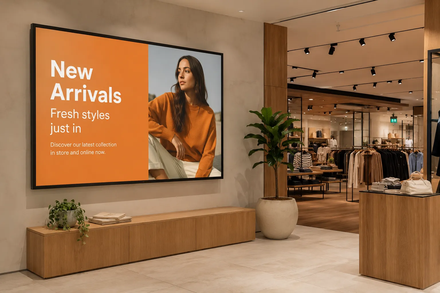 Commercial digital signage display installed in a modern Australian retail environment