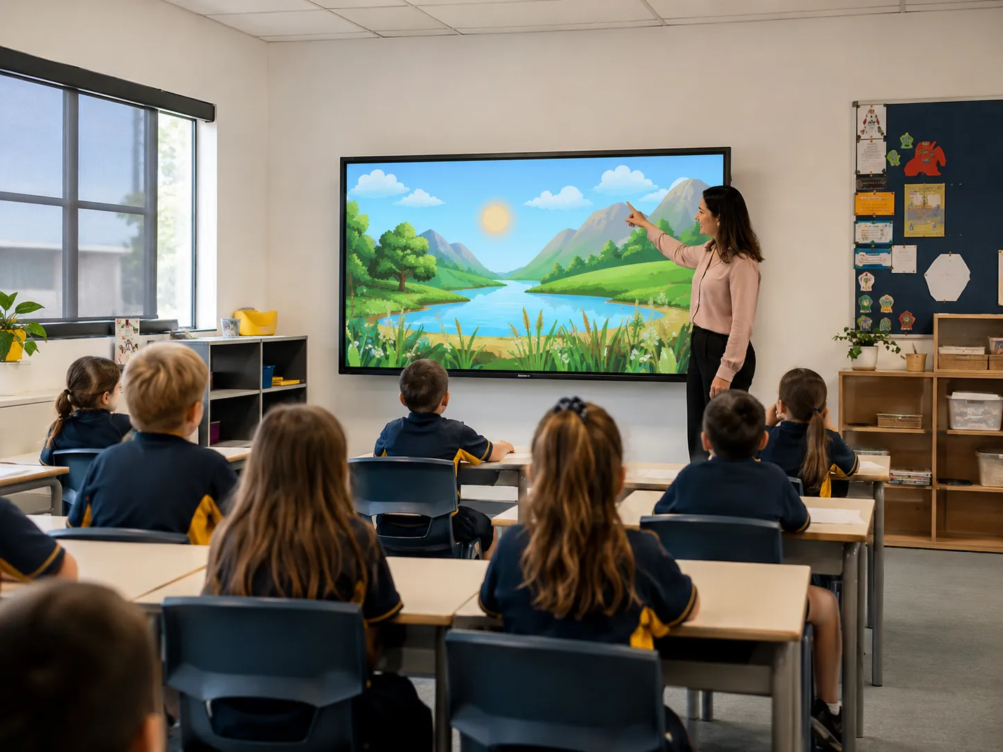 Interactive flat panel display in a modern Australian school classroom