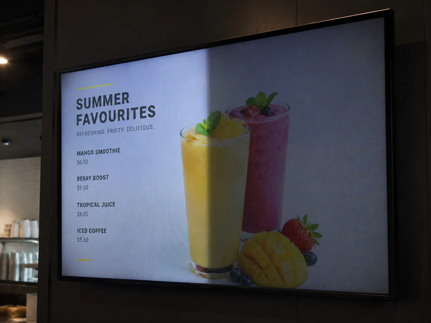Commercial display showing uneven brightness — a visible symptom of duty cycle mismatch
