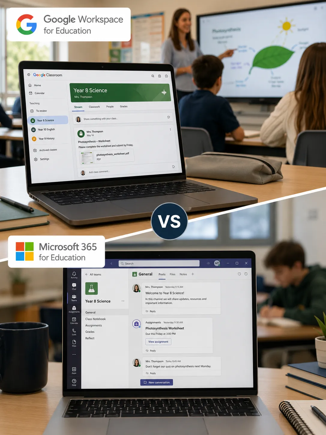 Google Workspace for Education versus Microsoft 365 Education ecosystem comparison in an Australian school environment