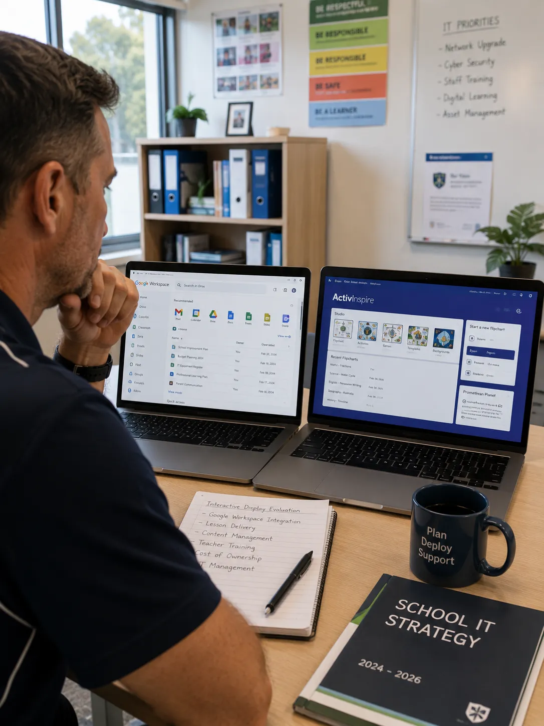 School IT coordinator evaluating Promethean ActivPanel alongside Google Workspace compatibility considerations