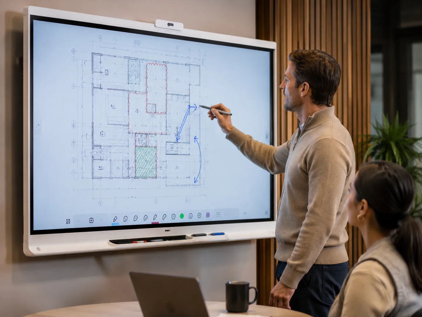 SMART Board MX V5 interactive display with Hyper Touch annotation