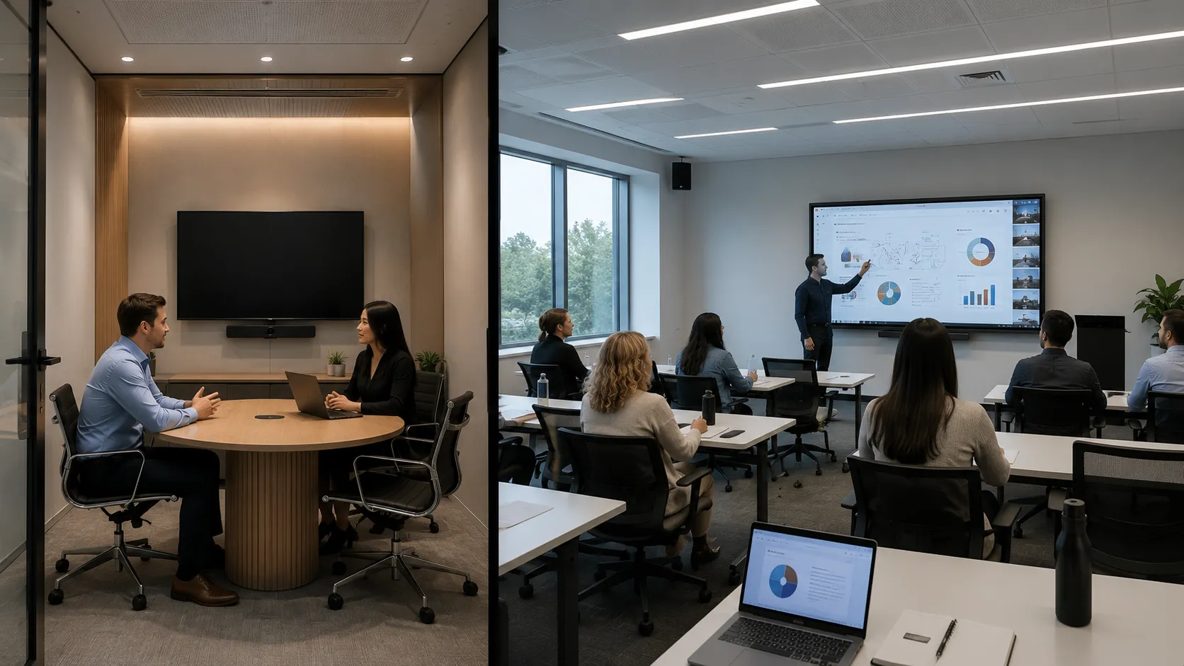 Comparison of meeting room and training room interactive display environments — different demands on the display